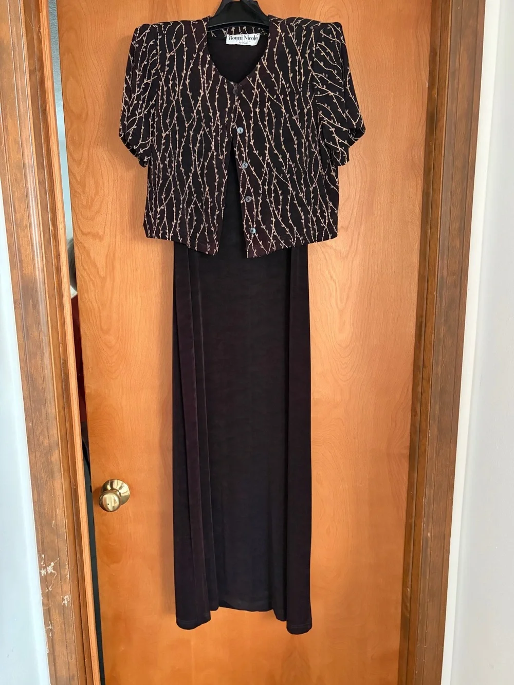 Ronni Nicole Petite Plum Dress with Matching Cropped Sweater Set